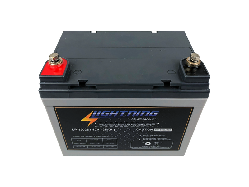 Lightning 12 Volt 35ah Deep Cycle Agm Auxiliary Battery Lp 12035 Battery Wise 2601